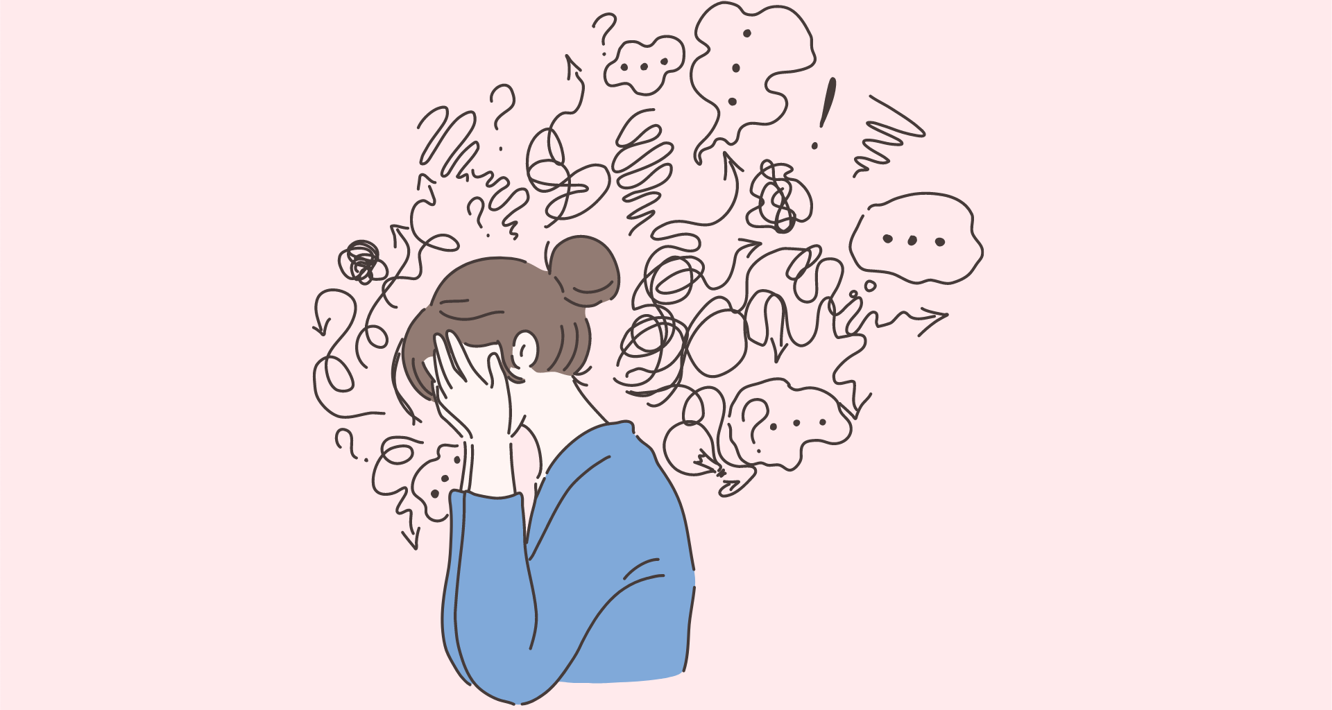  An illustration of a woman feeling burnt out from hermeneutic labor