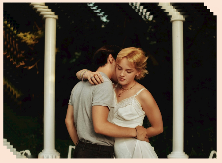 Couple in a tight embrace