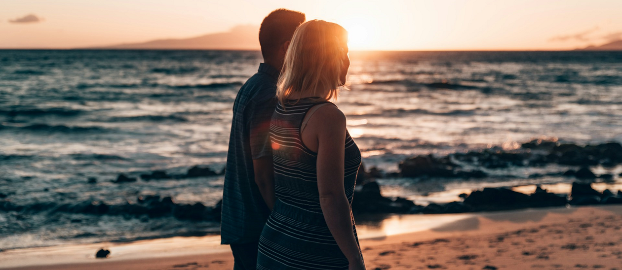 Couple basking in their slow-burn romance.