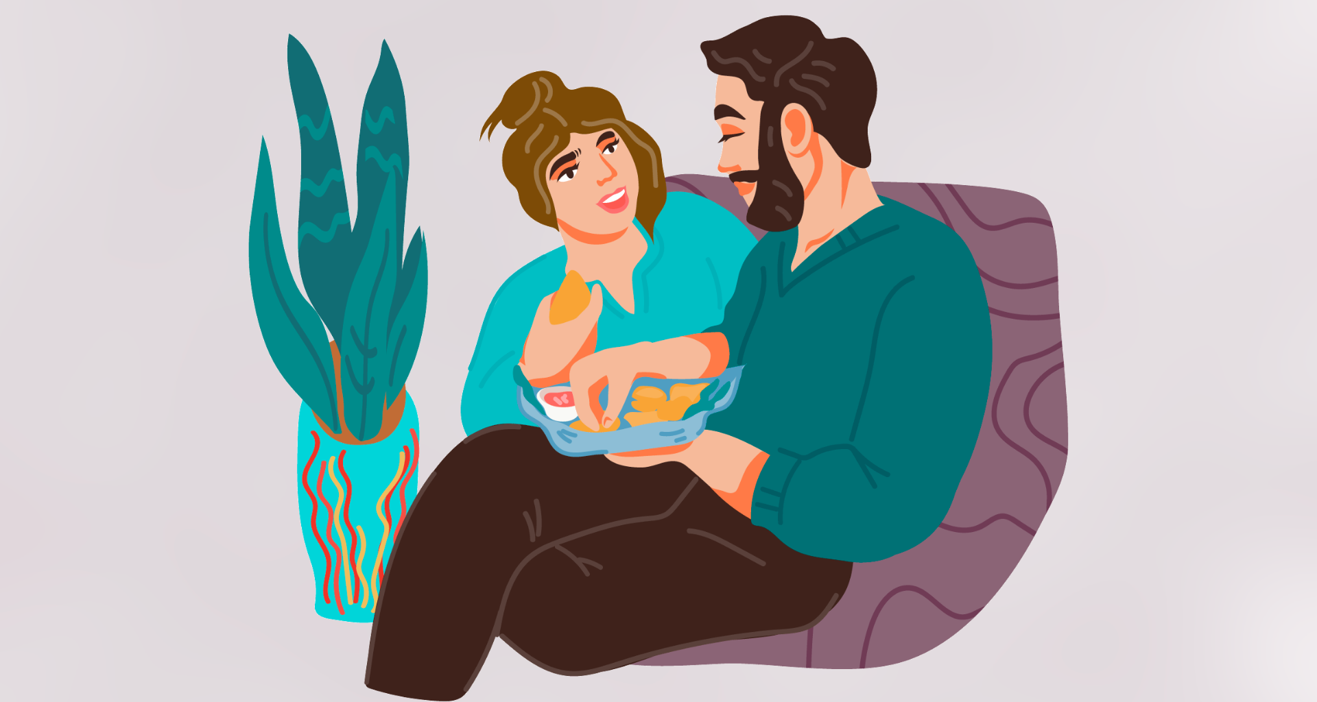 A yapper and a listener having a conversation over food
